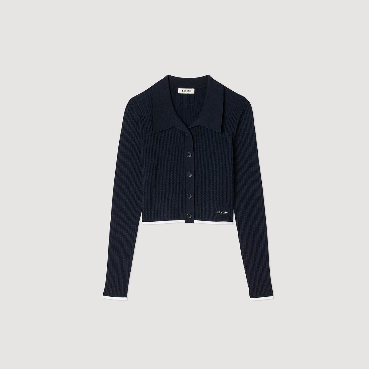 Cropped polo collar cardigan | Sandro
