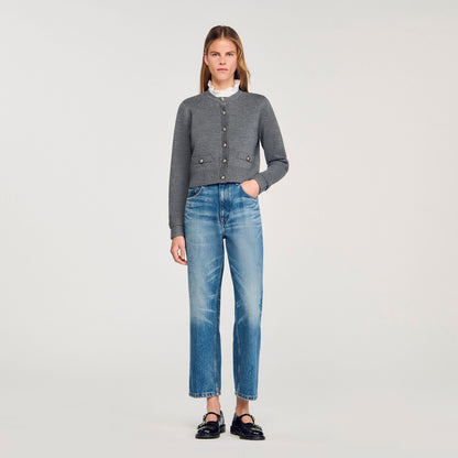 Cardigan with detachable ruffle collar | Sandro