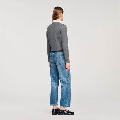 Cardigan with detachable ruffle collar | Sandro
