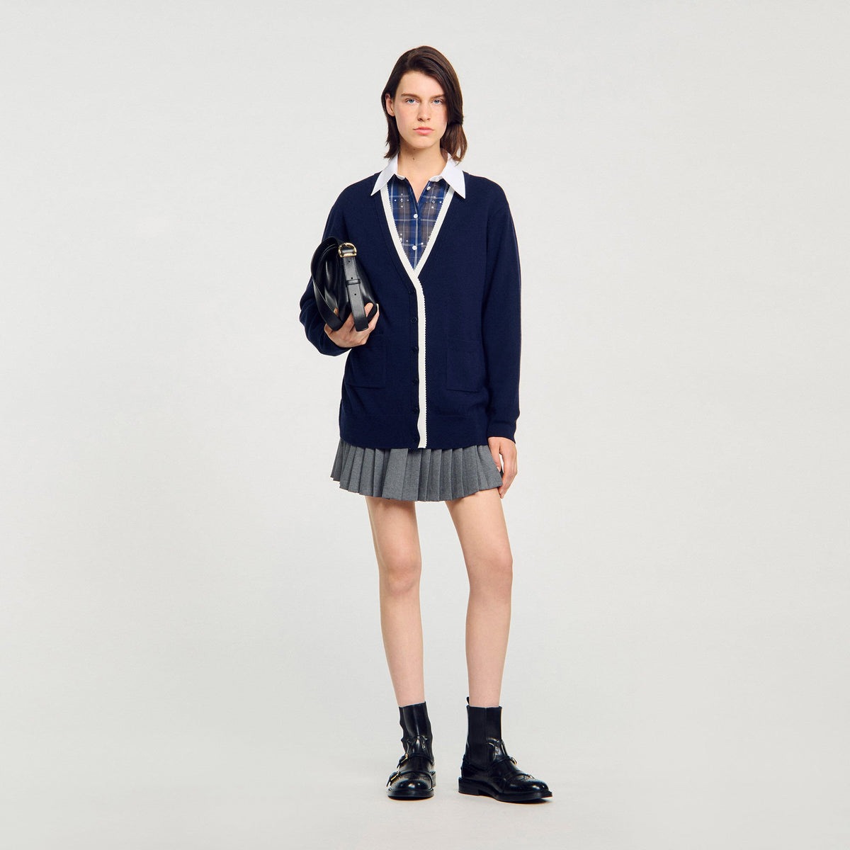 Long two-tone cardigan | Sandro