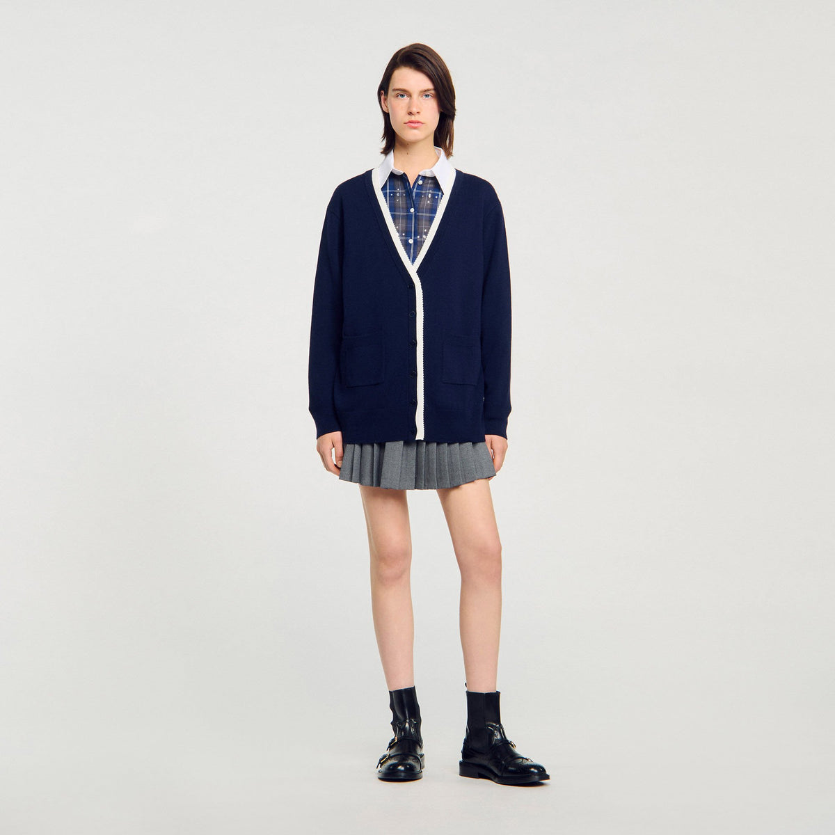 Long two-tone cardigan | Sandro
