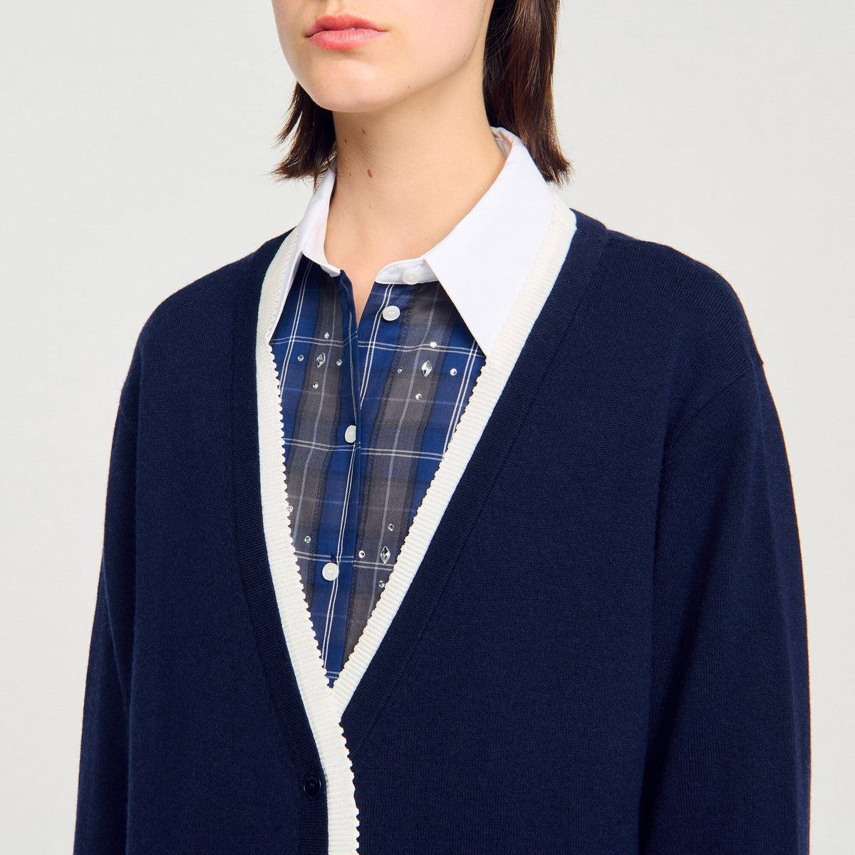 Long two-tone cardigan | Sandro
