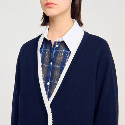 Long two-tone cardigan | Sandro