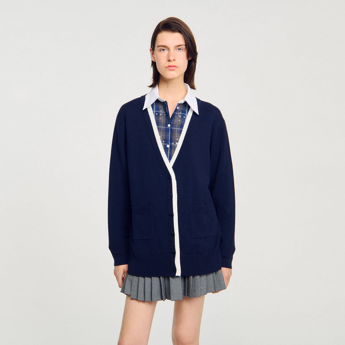 Long two-tone cardigan | Sandro