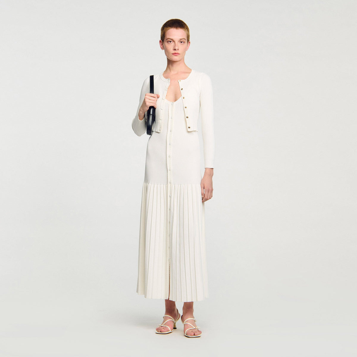 Cropped rib knit cardigan | Sandro