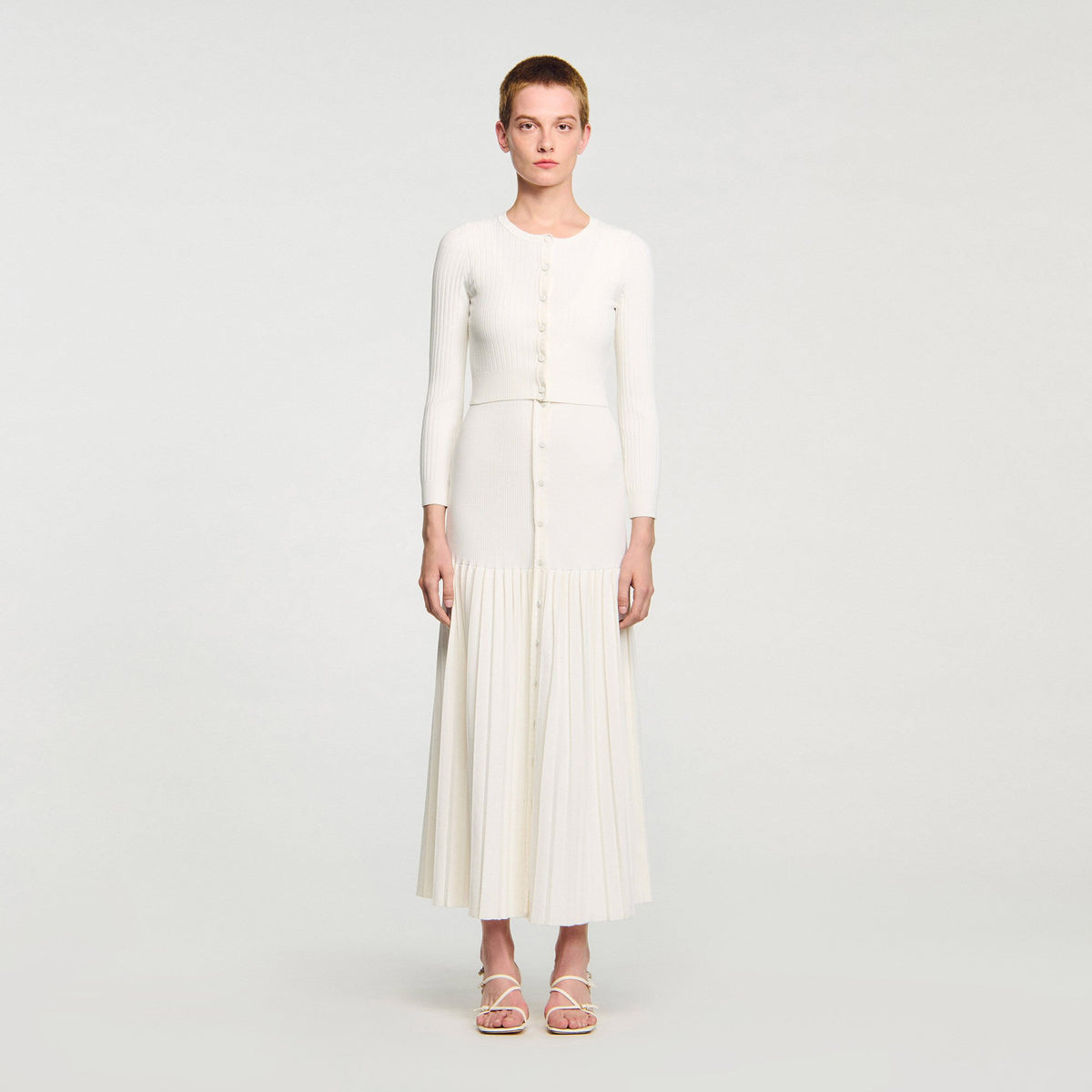 Cropped rib knit cardigan | Sandro