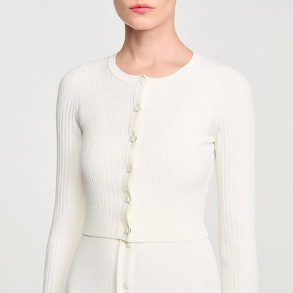 Cropped rib knit cardigan | Sandro