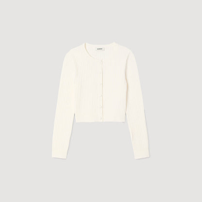 Cropped rib knit cardigan | Sandro