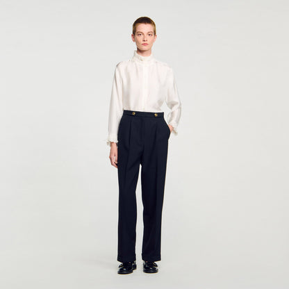 Silk shirt with gathered collar | Sandro