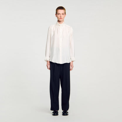 Silk shirt with gathered collar | Sandro