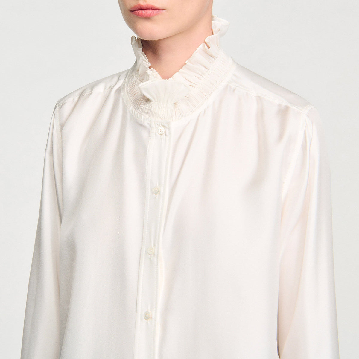 Silk shirt with gathered collar | Sandro