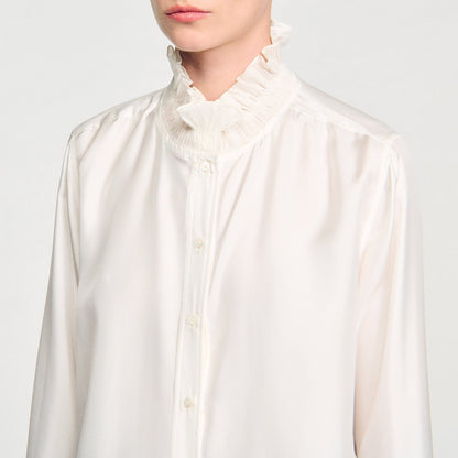 Silk shirt with gathered collar | Sandro