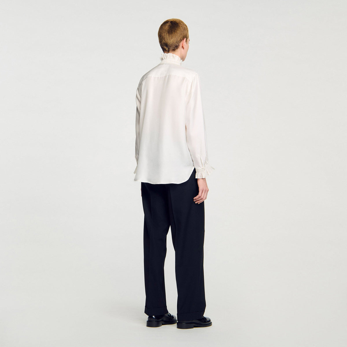 Silk shirt with gathered collar | Sandro