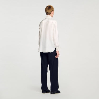 Silk shirt with gathered collar | Sandro