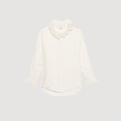 Silk shirt with gathered collar | Sandro