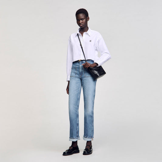 Cropped poplin shirt | Sandro