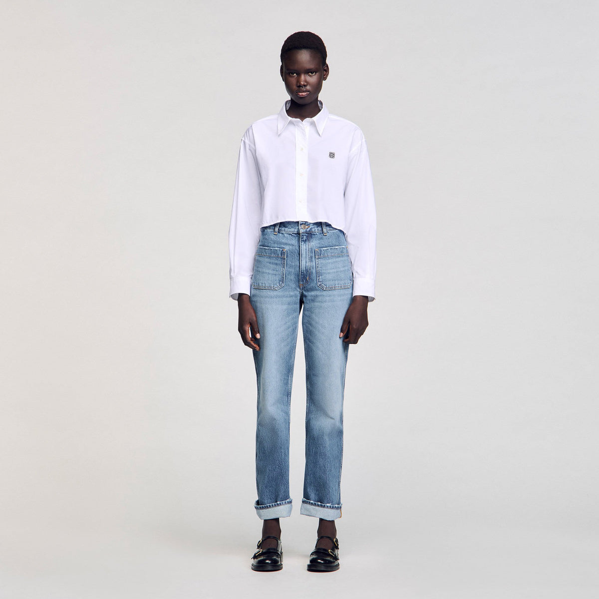 Cropped poplin shirt | Sandro