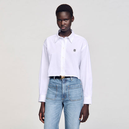 Cropped poplin shirt | Sandro