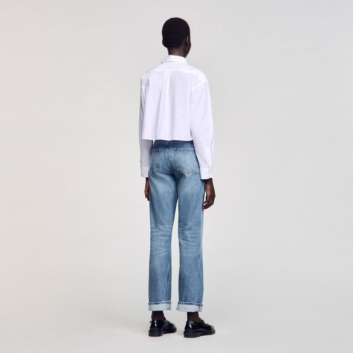 Cropped poplin shirt | Sandro