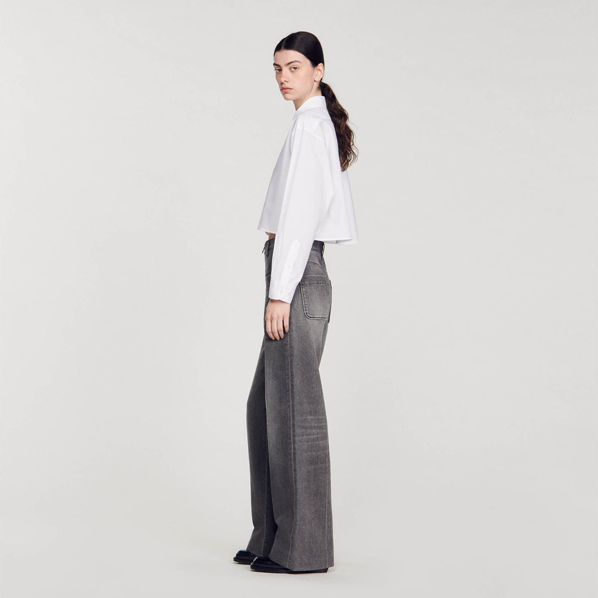 Cropped poplin shirt | Sandro