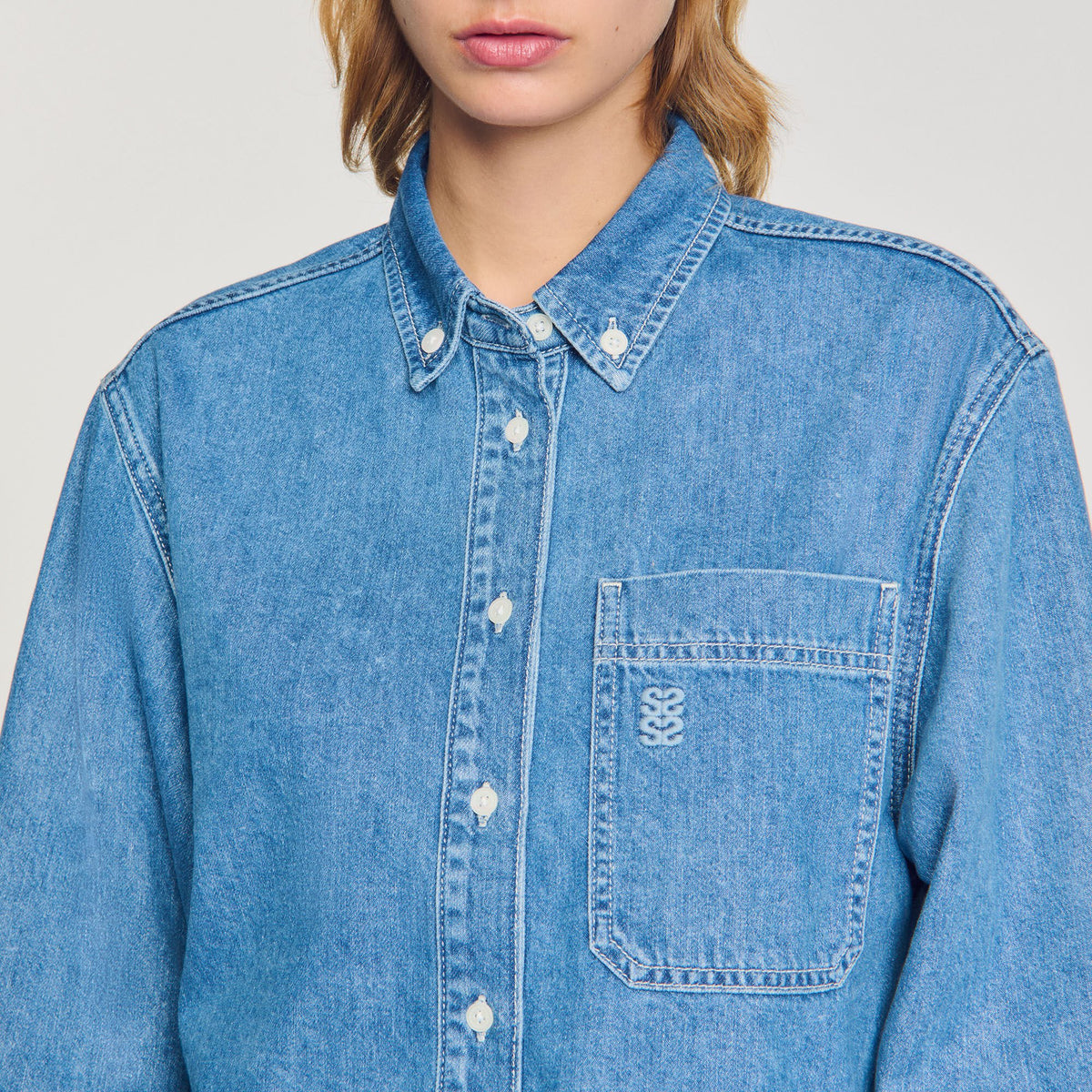 Denim cropped shirt | Sandro