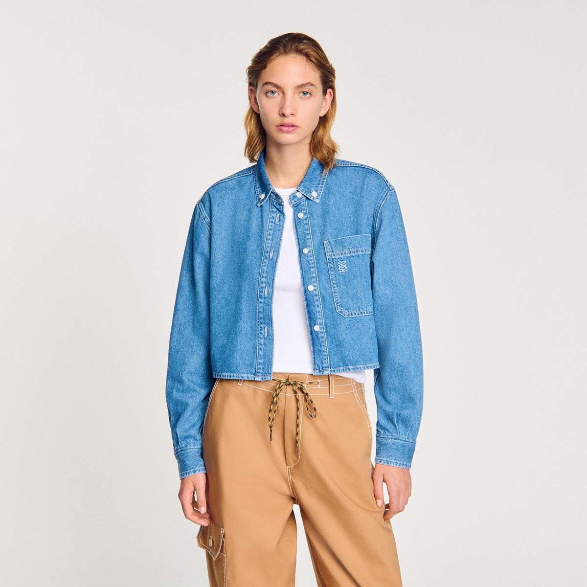 Denim cropped shirt | Sandro