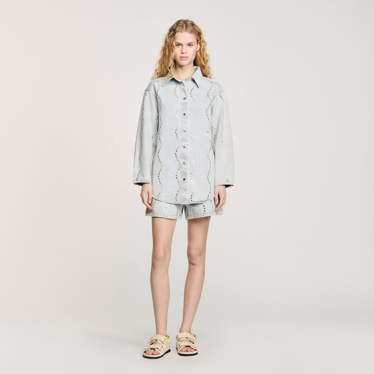 Denim shirt with rhinestones | Sandro