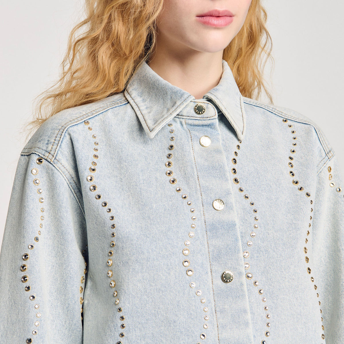 Denim shirt with rhinestones | Sandro