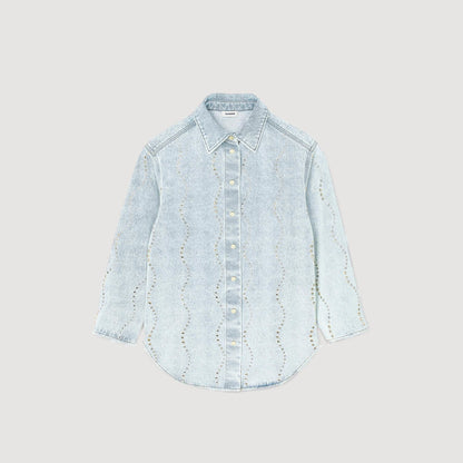 Denim shirt with rhinestones | Sandro
