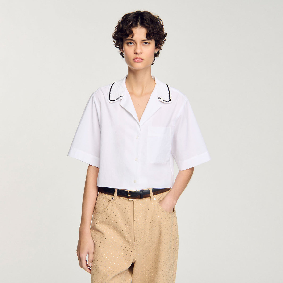 Crochet collar shirt | Sandro