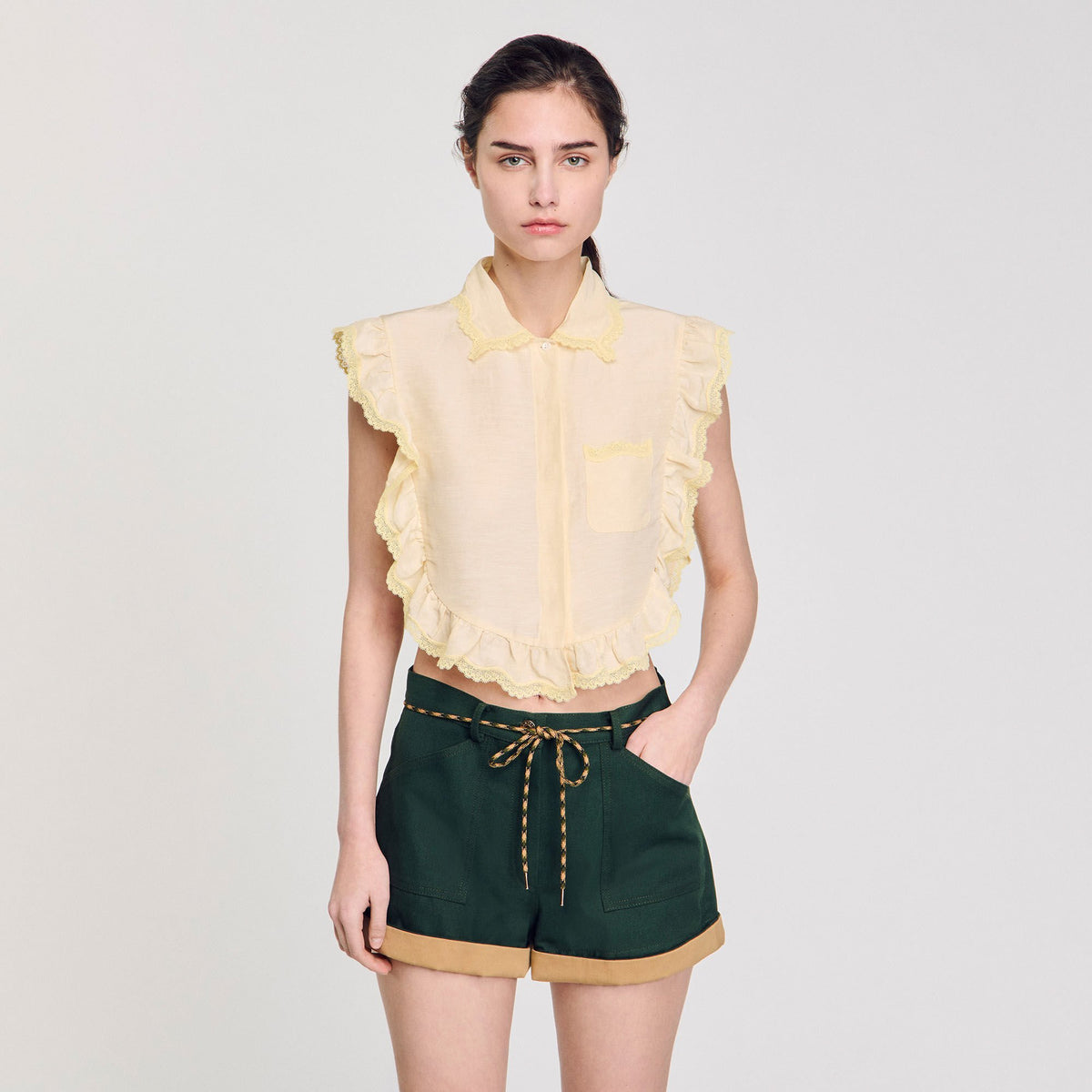 Shirt collar with lace detail | Sandro