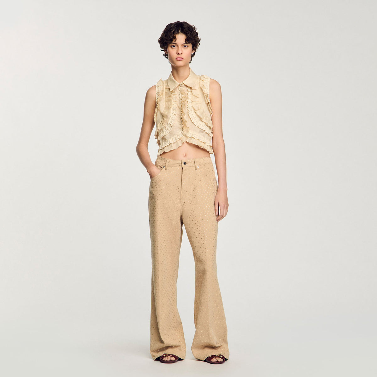 Ruffled cropped shirt | Sandro