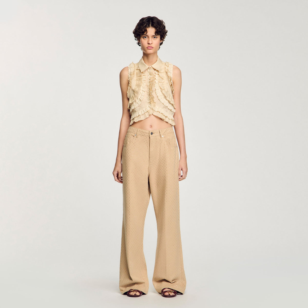 Ruffled cropped shirt | Sandro