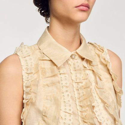 Ruffled cropped shirt | Sandro