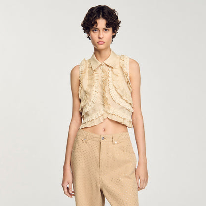 Ruffled cropped shirt | Sandro