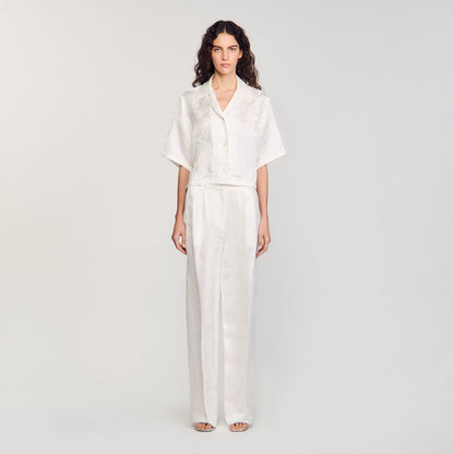 Cropped shirt with jacquard flowers | Sandro