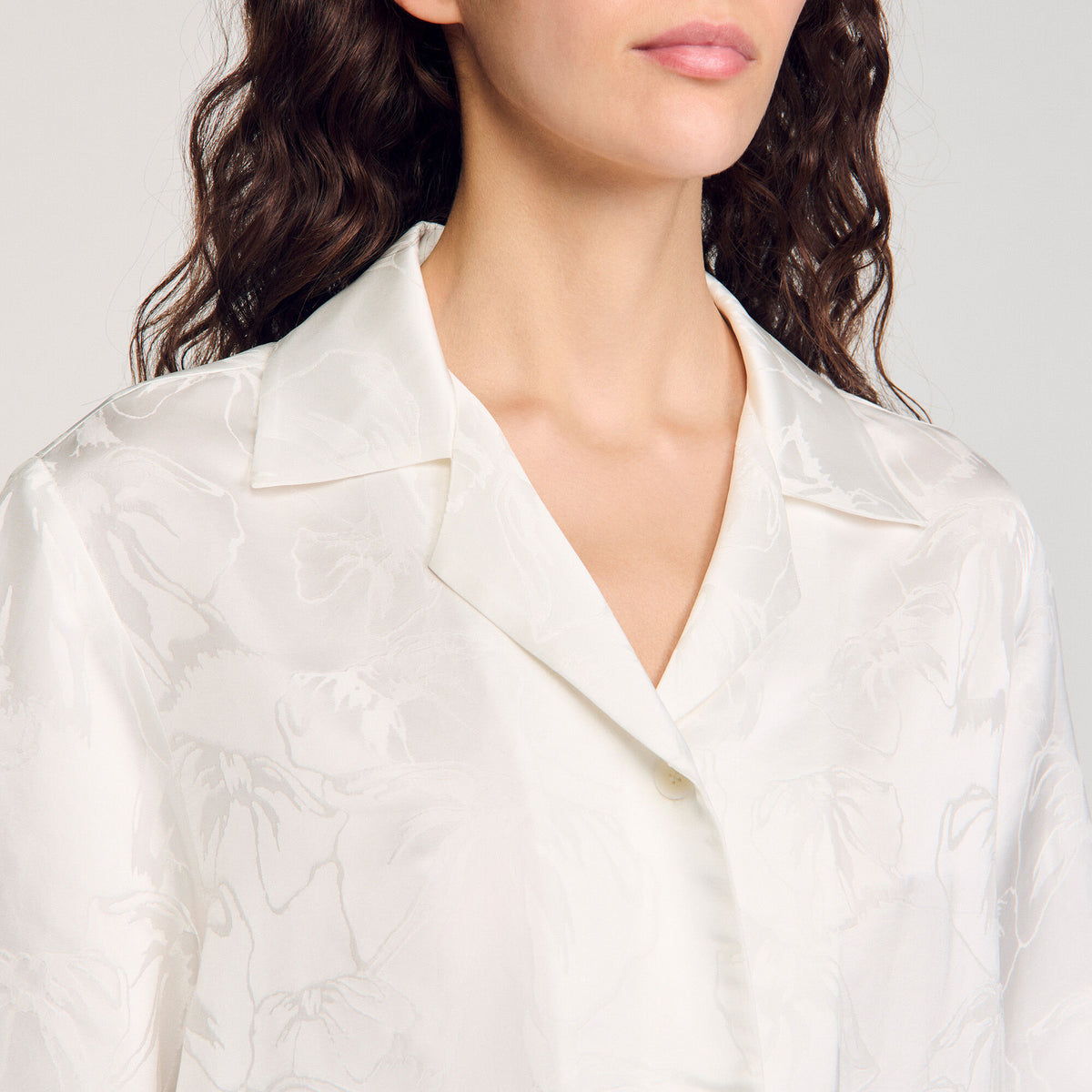 Cropped shirt with jacquard flowers | Sandro