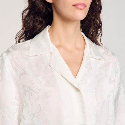 Cropped shirt with jacquard flowers | Sandro