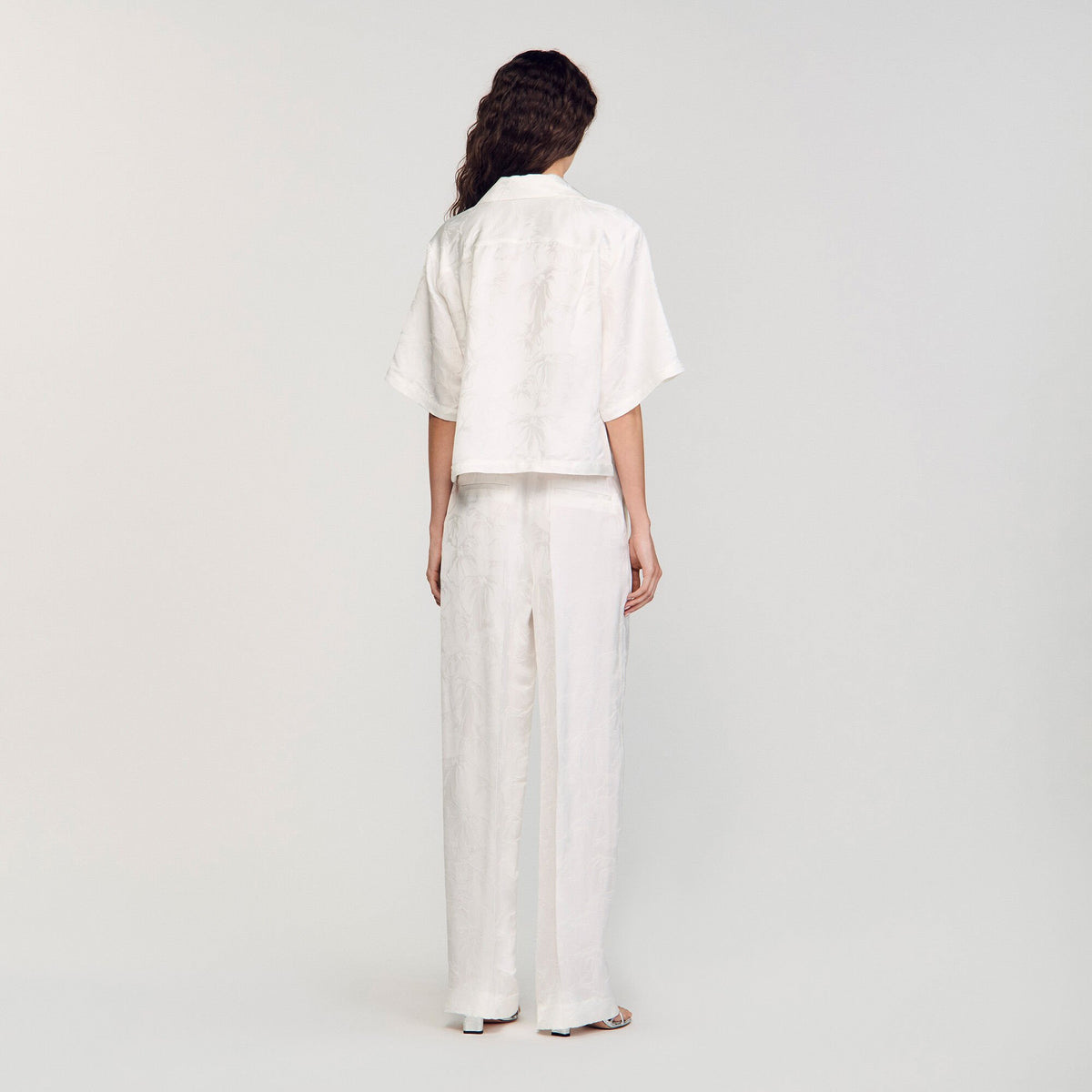 Cropped shirt with jacquard flowers | Sandro