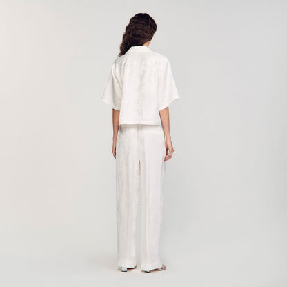 Cropped shirt with jacquard flowers | Sandro