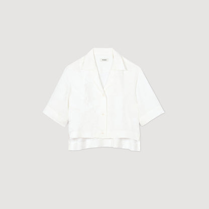 Cropped shirt with jacquard flowers | Sandro