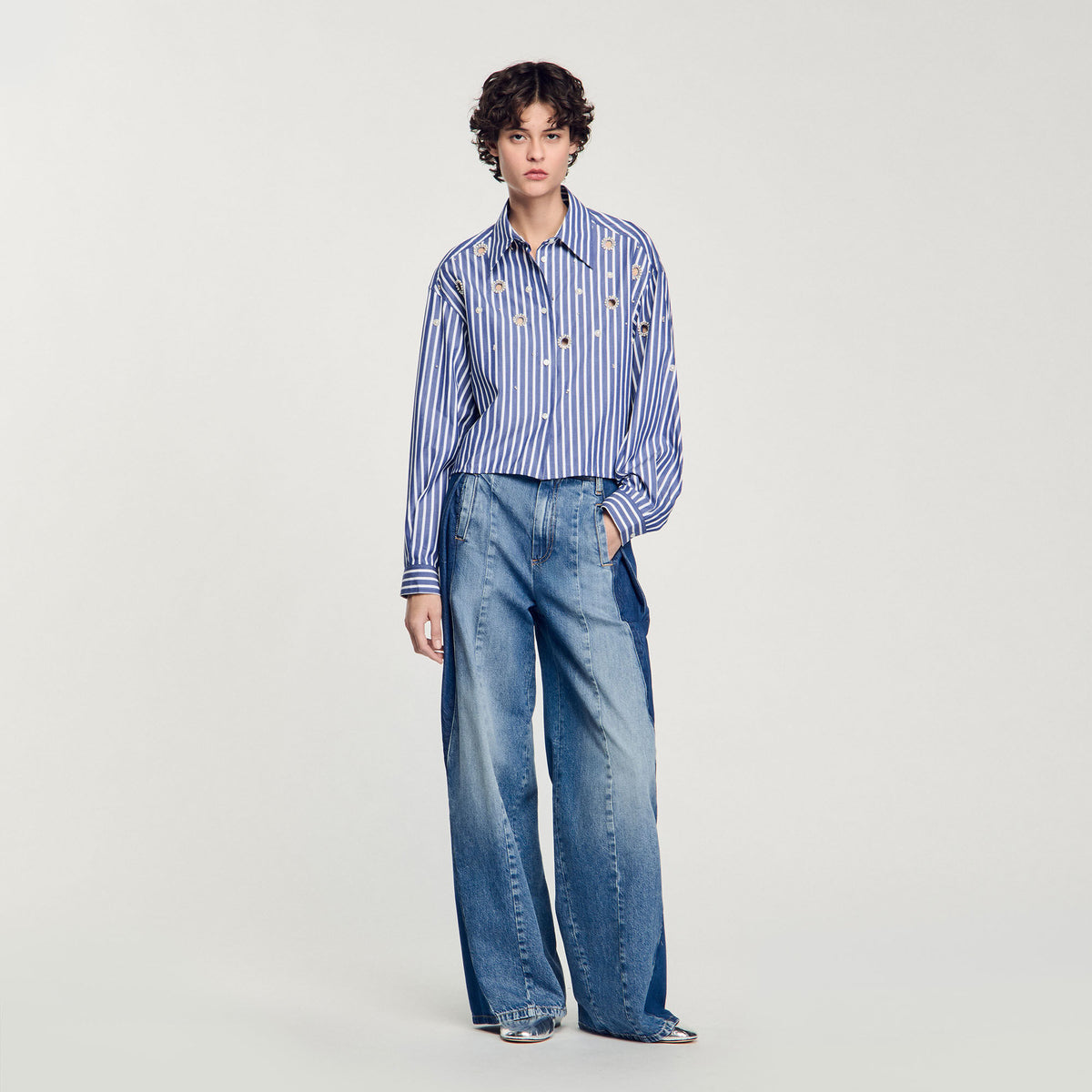 Beaded striped shirt | Sandro