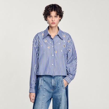 Beaded striped shirt | Sandro