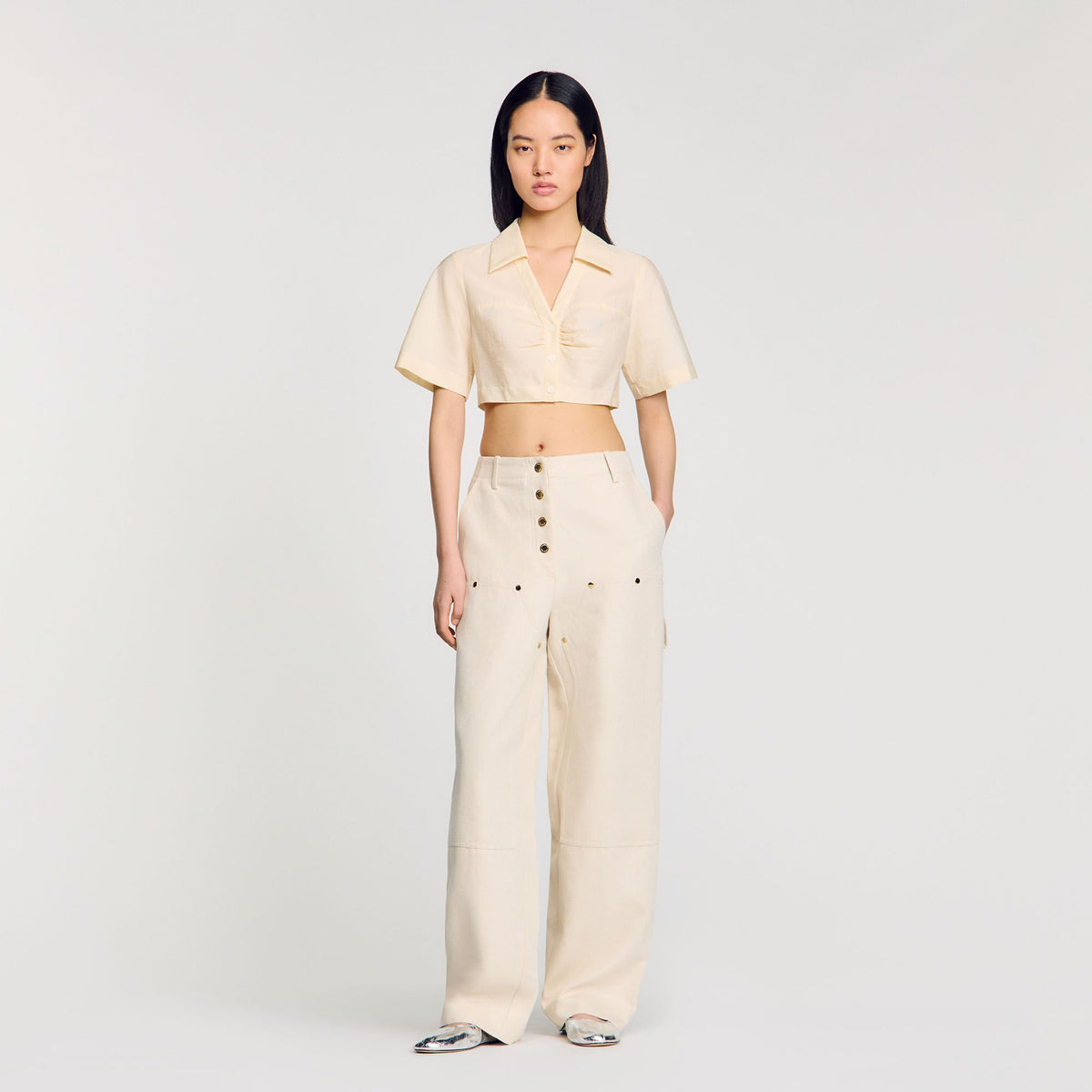 Cropped gathered shirt | Sandro