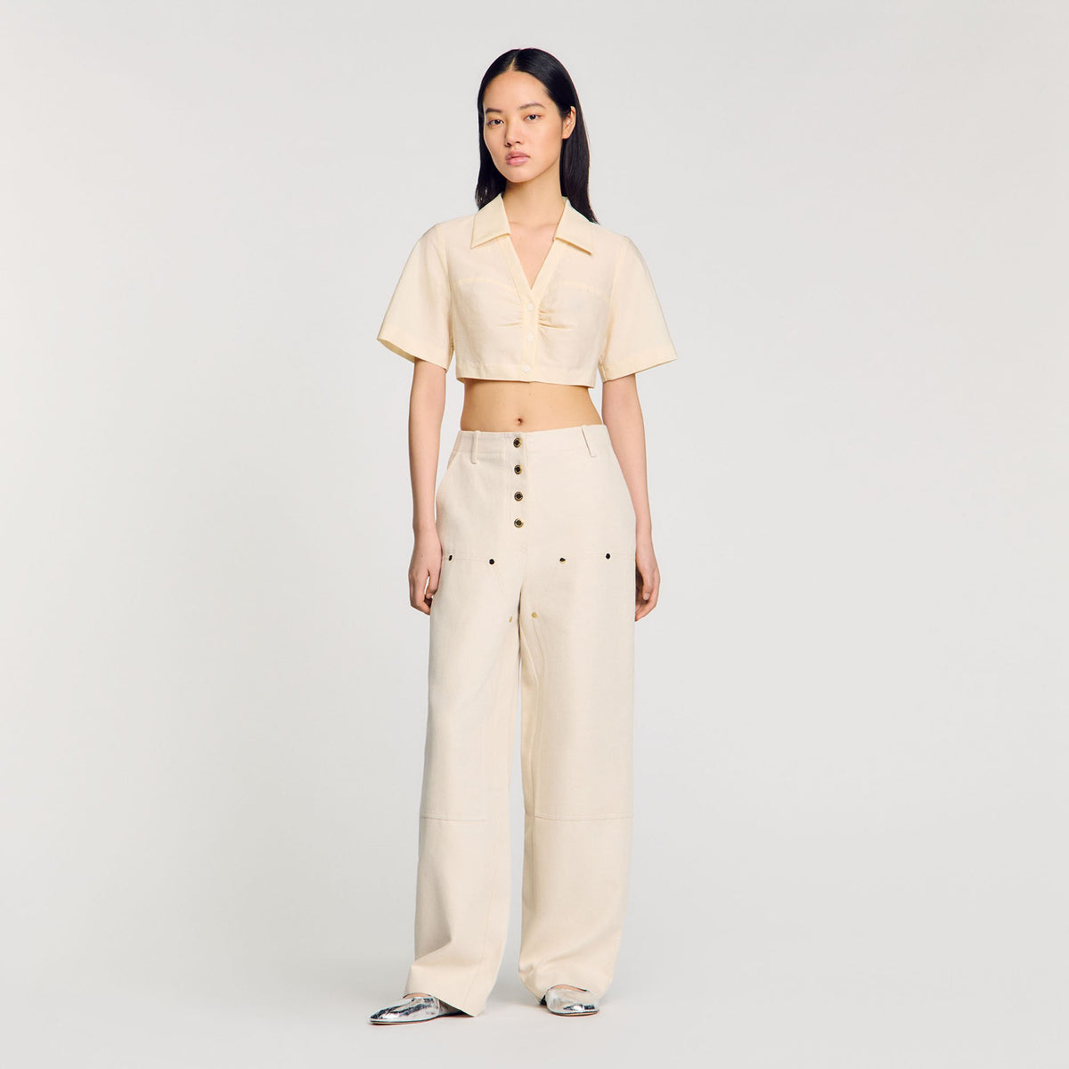 Cropped gathered shirt | Sandro