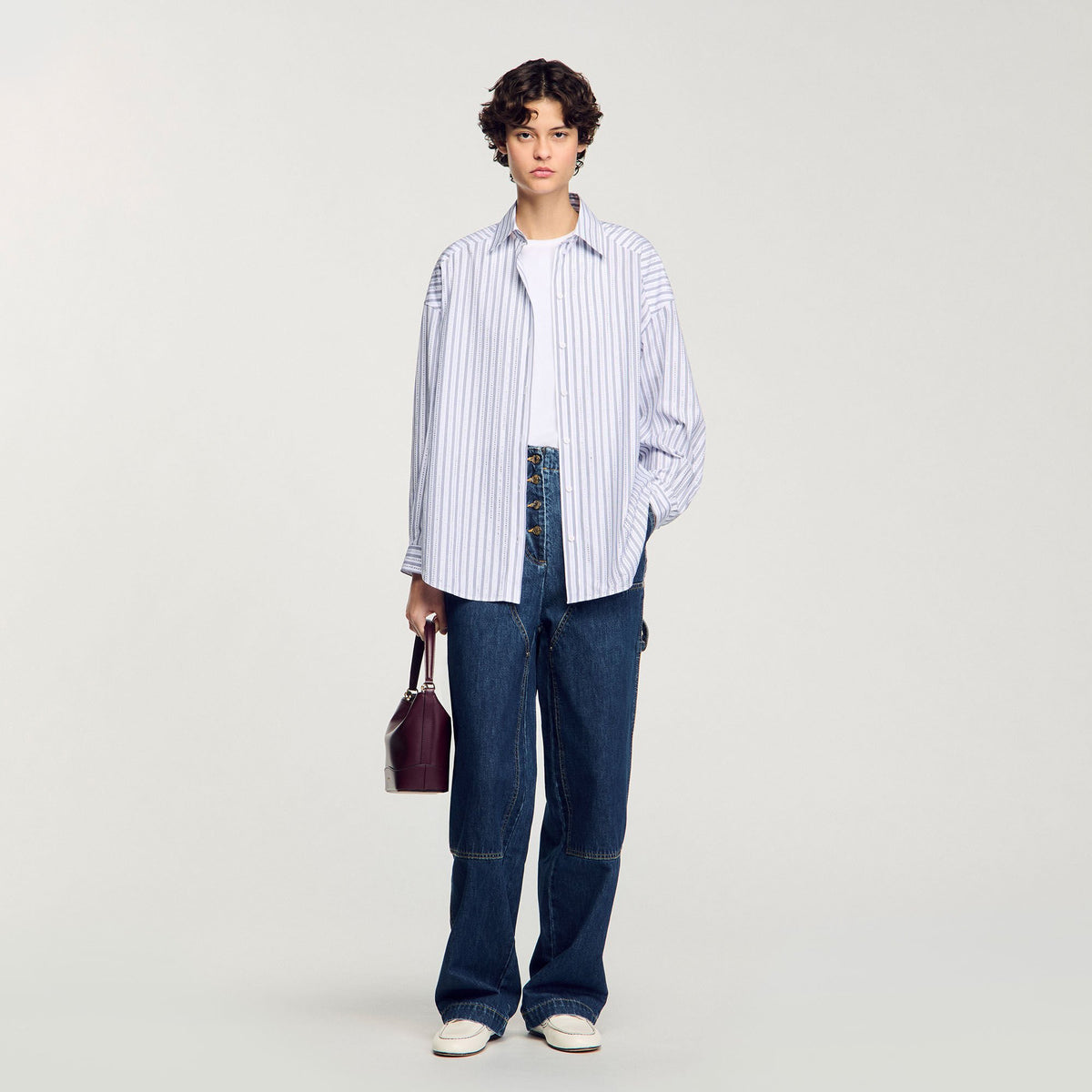 Striped rhinestone shirt | Sandro
