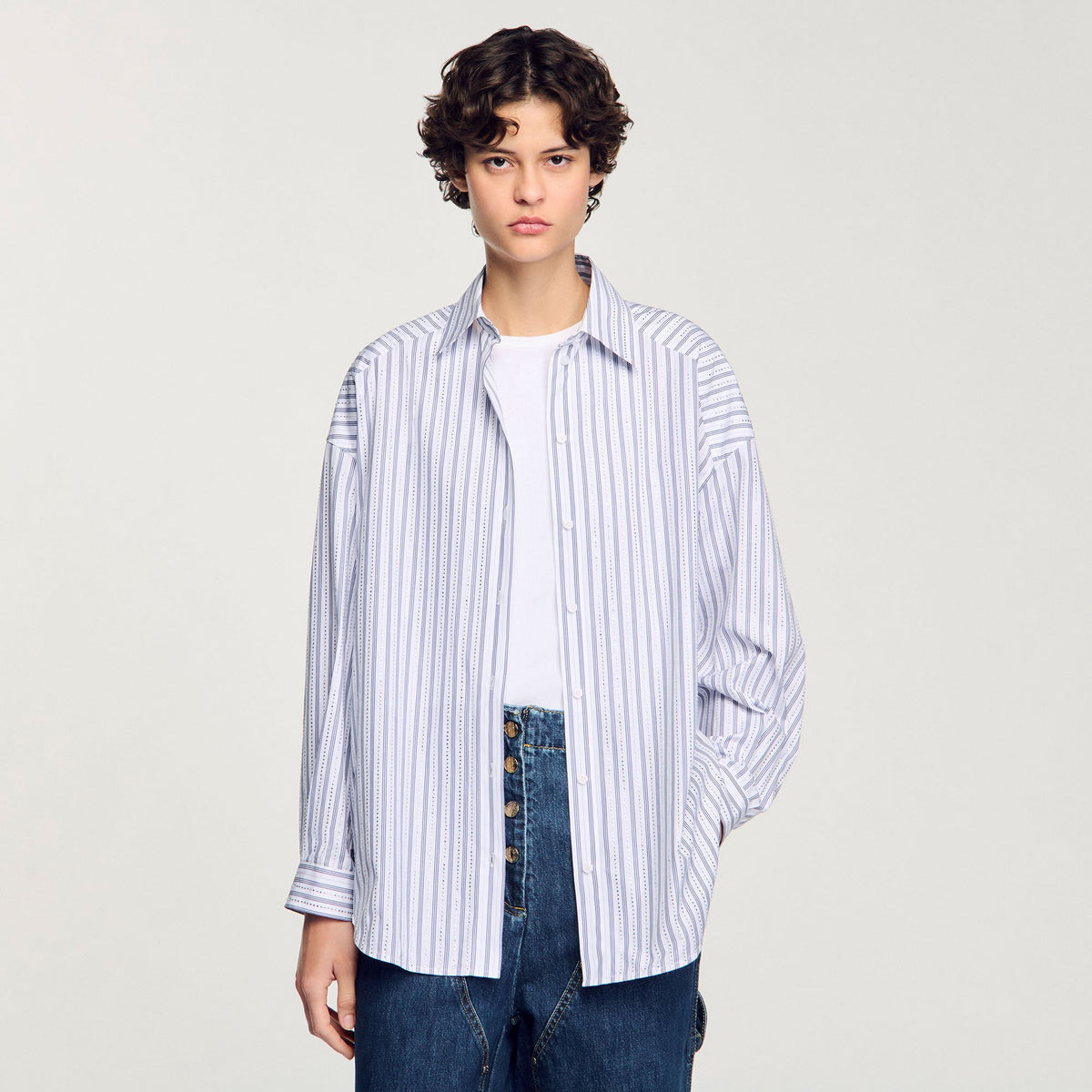 Striped rhinestone shirt | Sandro