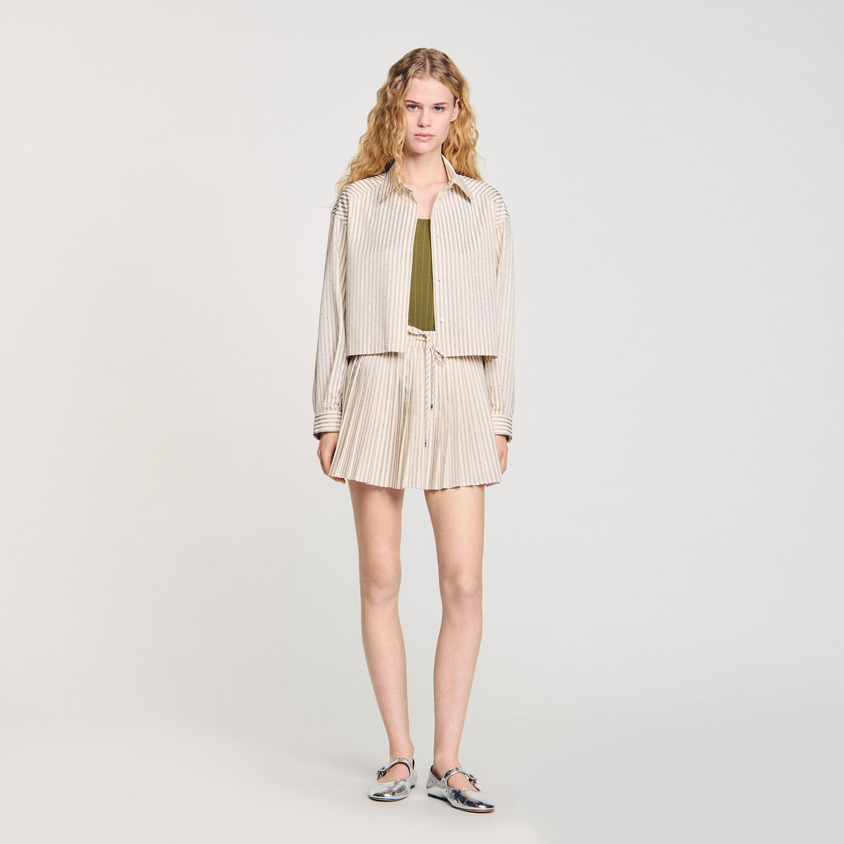 Striped rhinestone shirt | Sandro