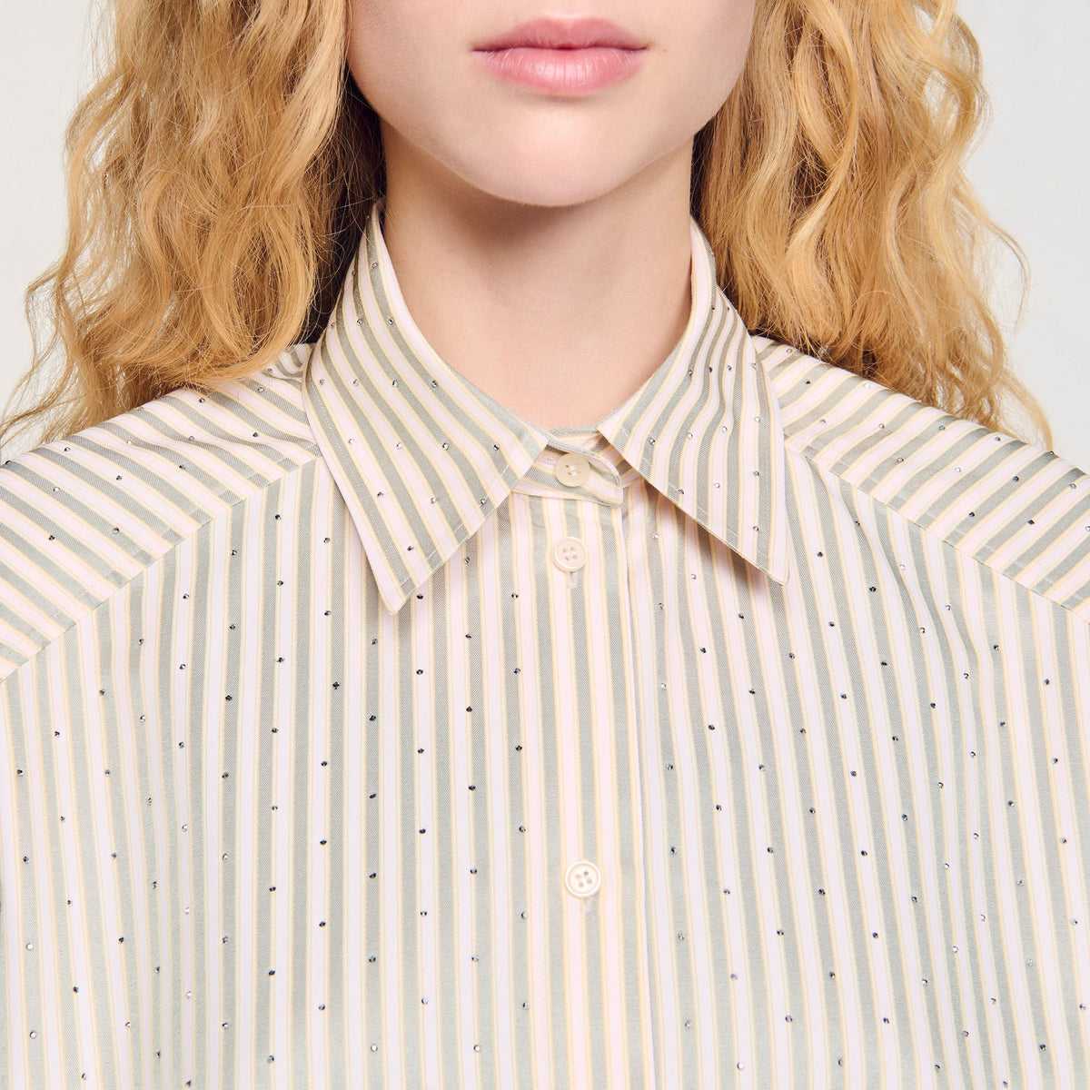 Striped rhinestone shirt | Sandro
