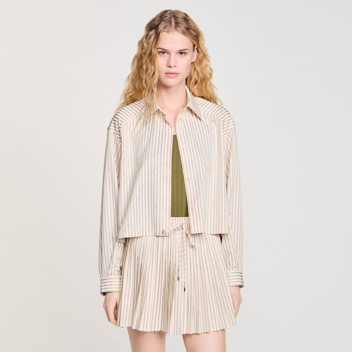 Striped rhinestone shirt | Sandro